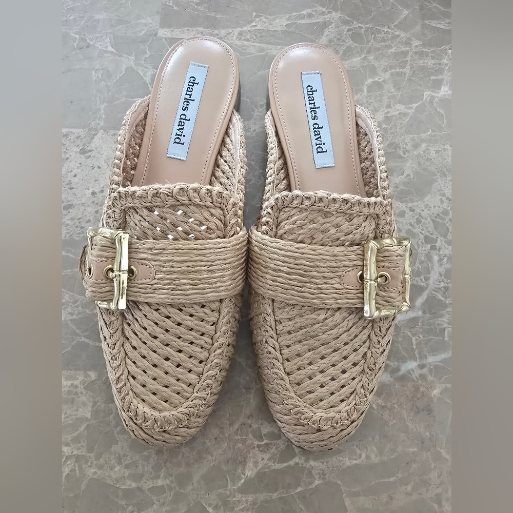 Charles David Tan Mules with Woven Design - 6